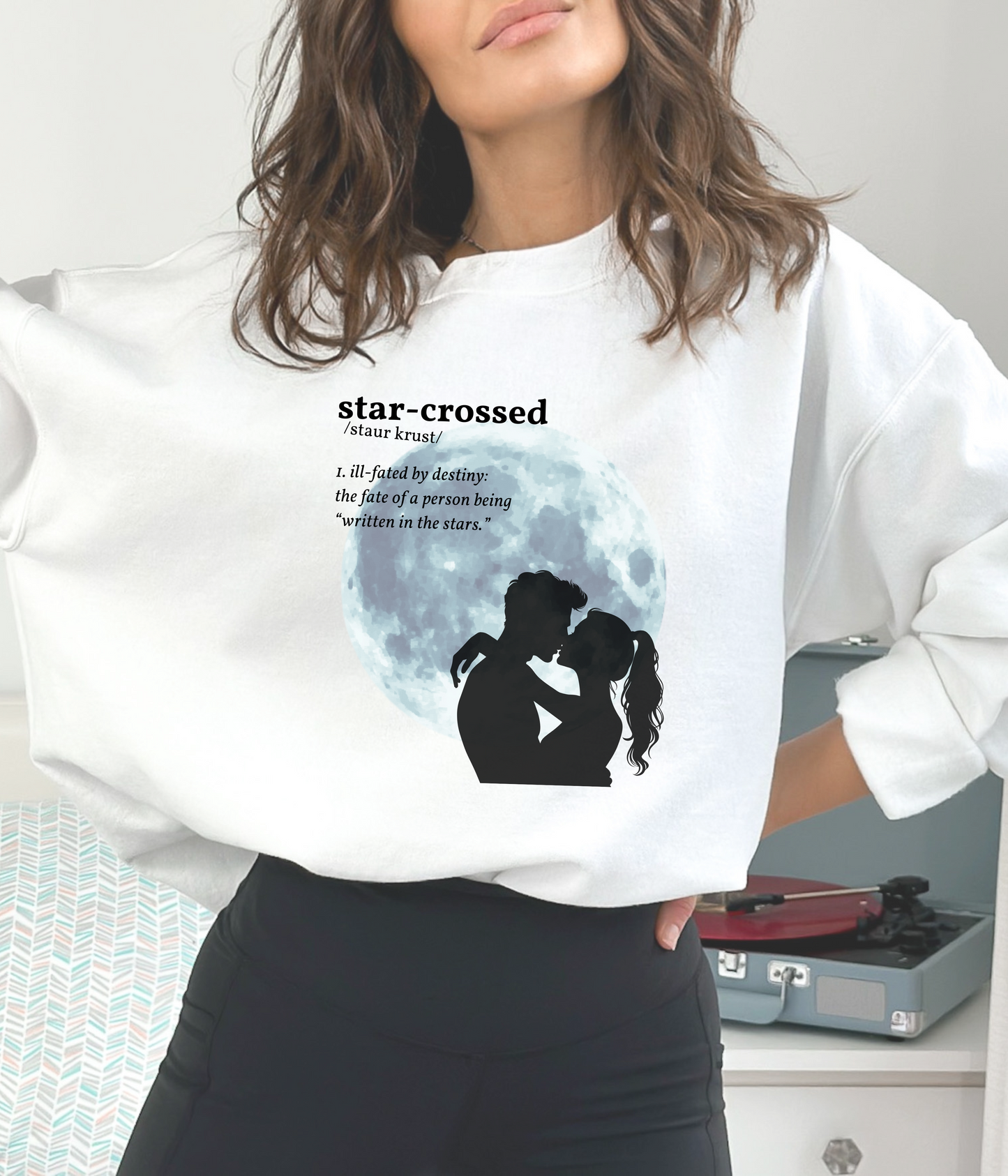 Star-Crossed Lovers Sweater | Celestial Moon Design for Hopeless Romantics