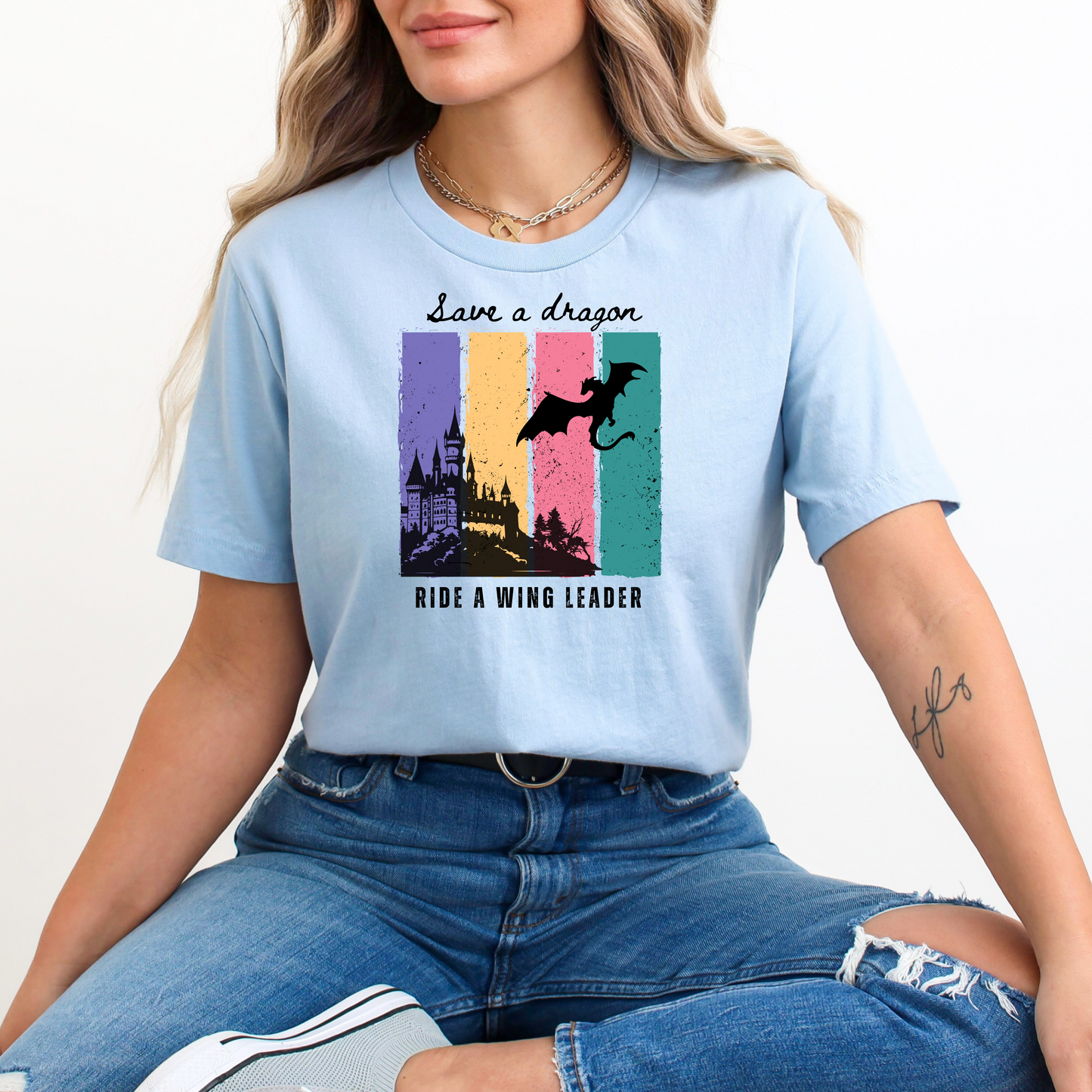 Save a Dragon, Ride a Wing Leader T-Shirt | Dragon and Castle Design for Fantasy Fans