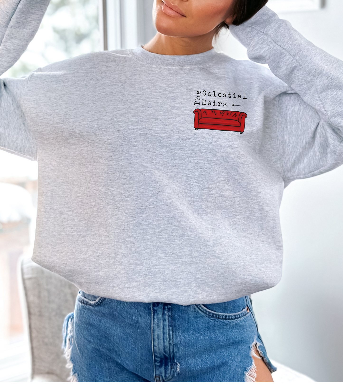 Celestial Heirs Oversized Sweater | Officially Lisenced Zodiac Academy Red Couch Design
