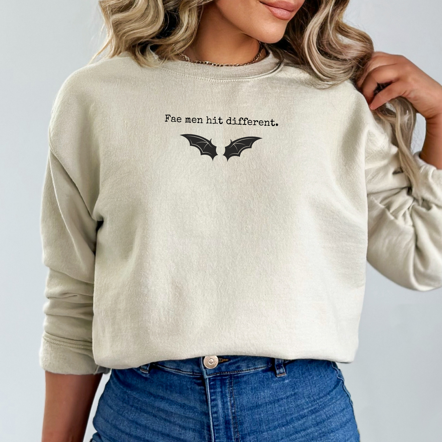Fae Men Hit Different Sweatshirt | Fae Wings Design for Fantasy Romance Fans