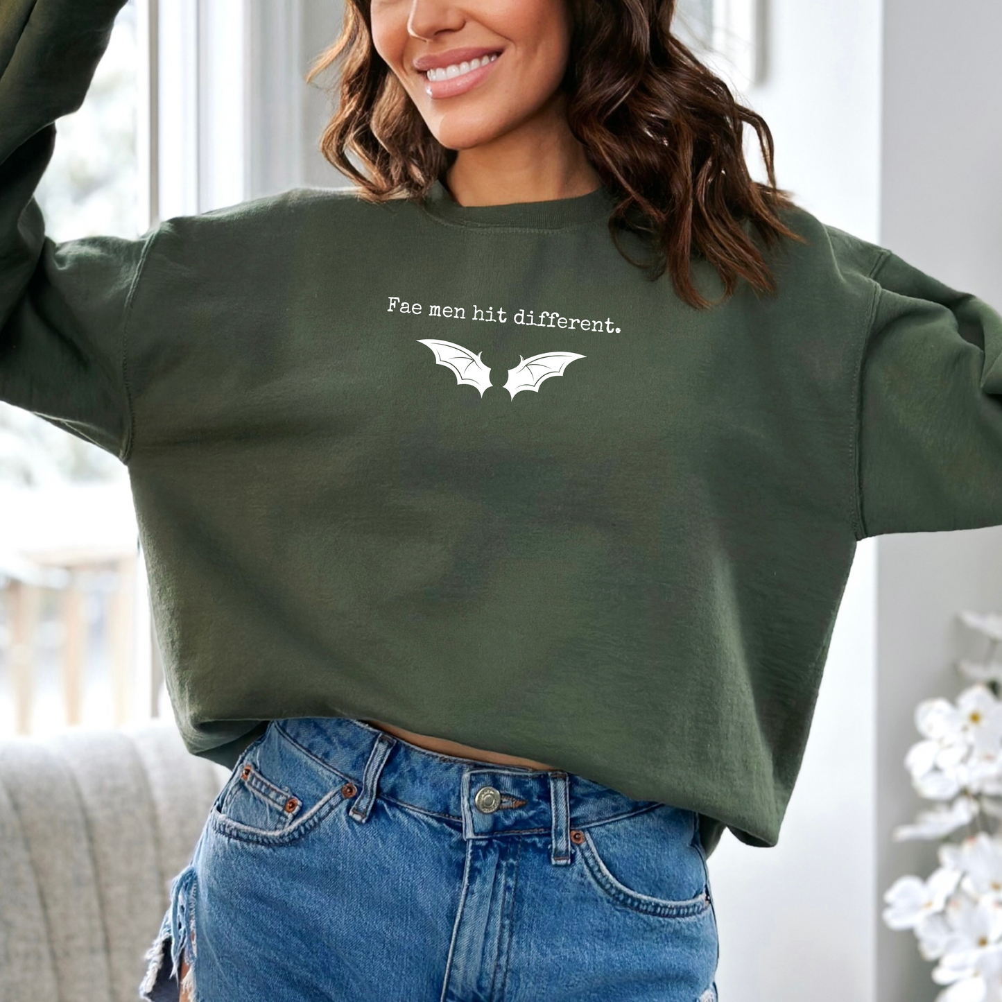 Fae Men Hit Different Sweatshirt | Fae Wings Design for Fantasy Romance Fans