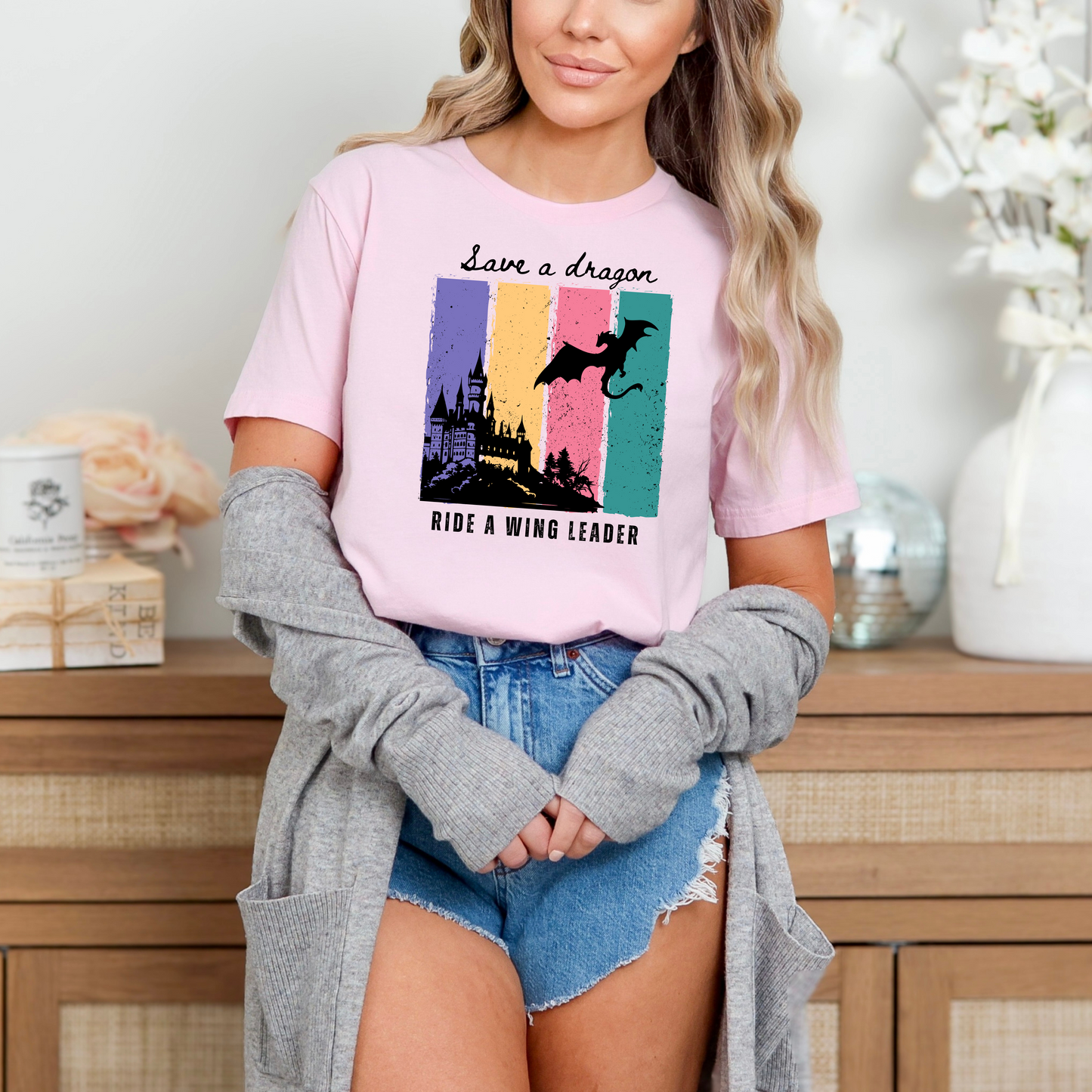 Save a Dragon, Ride a Wing Leader T-Shirt | Dragon and Castle Design for Fantasy Fans