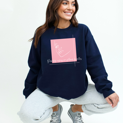 Probably Crying Over Fictional Characters Sweatshirt | Artsy Half-Face Design for Book Lovers